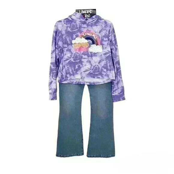 Limited Too 2 pieces Set  Girls Sweatshirt Blue jeans Sz 8 - Picture 1 of 10